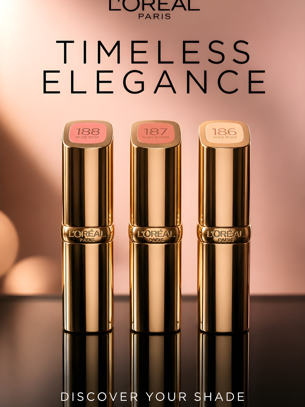 Timeless Elegance Nude Lipstick Trio - Nude Rose, Nude Brown, Nude Beige